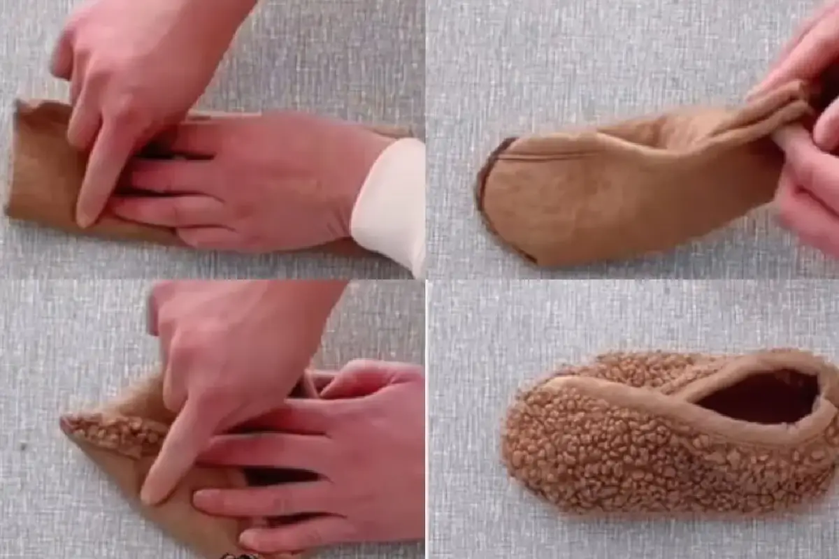 Ompele kotona: Näin teet käsin pehmeät tossut vain pienellä palalla kangasta!