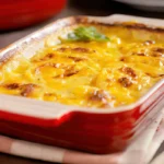 Herkullinen perunavuoka kanaa ja sieniä kermaisessa kastikkeessa