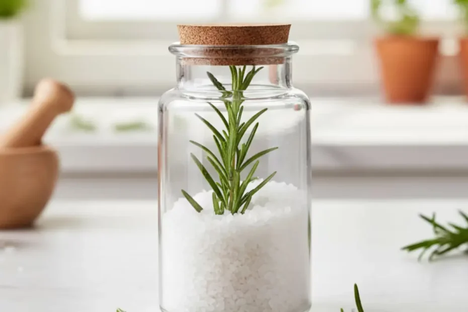 Rosmariini ja karkea suola purkissa – luonnollinen keino raikastaa koti ja hallita kosteutta