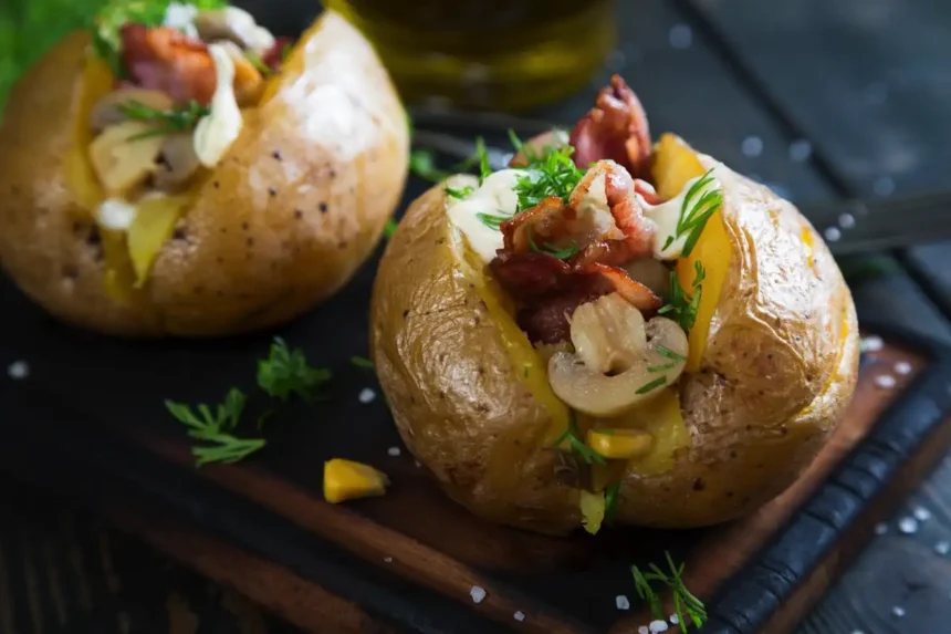 Paistetut perunat sienitäytteellä ja punaisella paprikalla – uskomattoman herkullinen illallinen